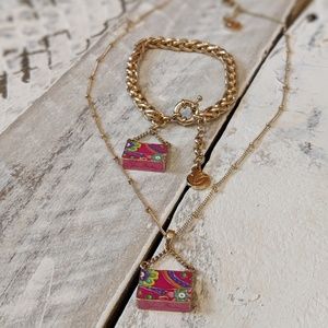 Vera Bradley purse charm Necklace & Bracelet set